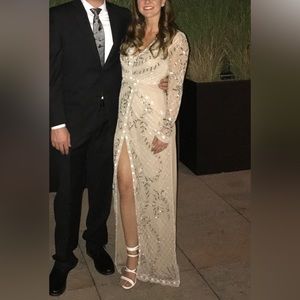 Missguided Cream Sequin Maxi Dress